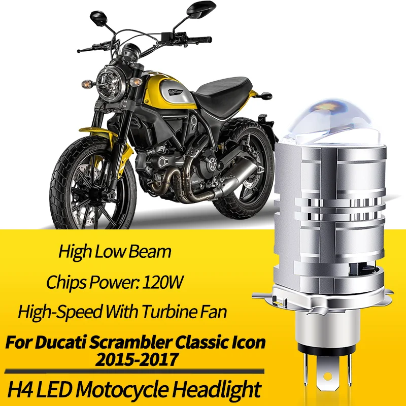 1PC LED Headlight Bulb H4 9003 HB2 High Low Beam Canbus For Ducati Scrambler Classic Icon 2015-2017 Motocycle Retrofit Accessory