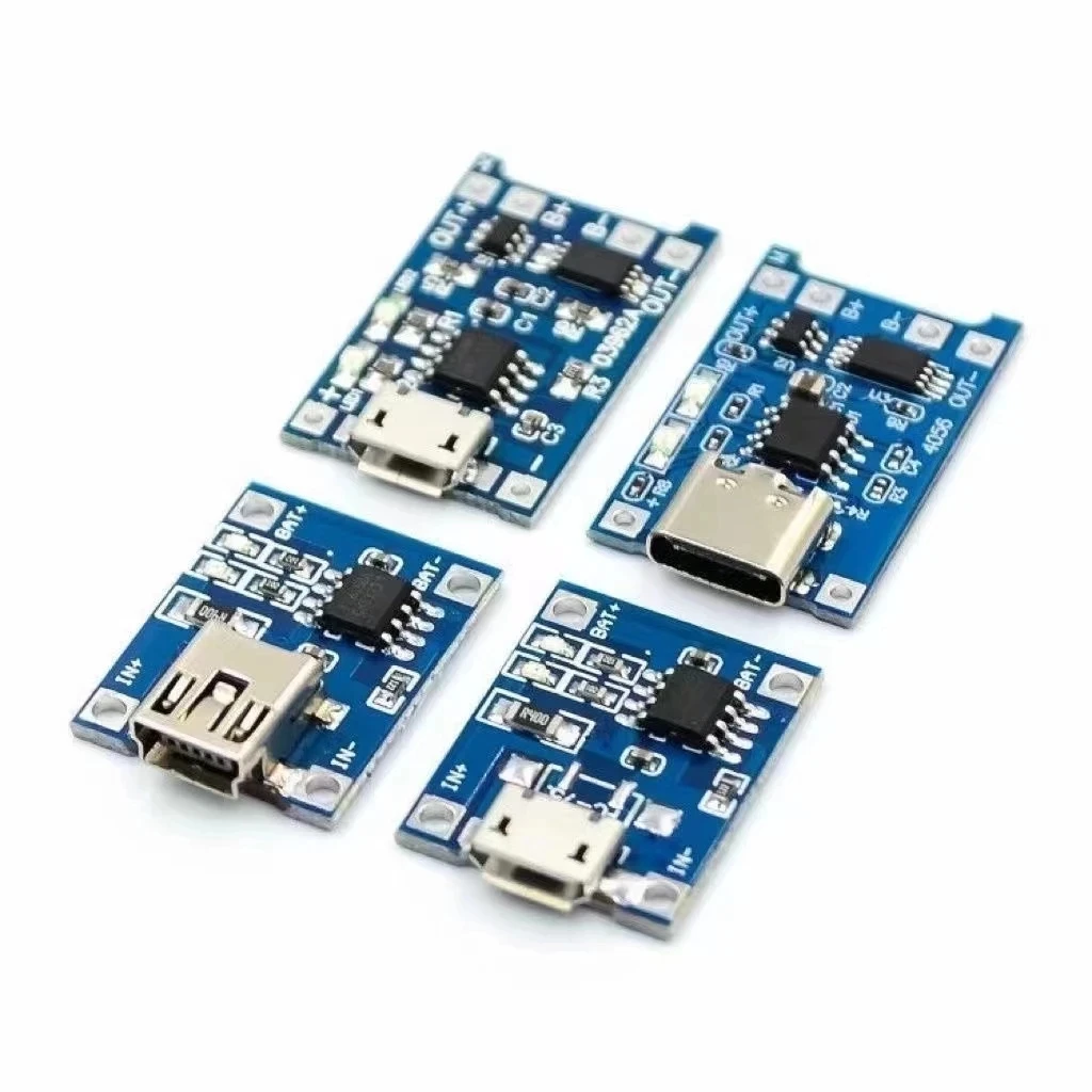 2/5PCS 1A 18650 Lithium Battery Protection Board Type-c/Micro/Mini USB Charging Module TP4056 With Protection One Plate Module