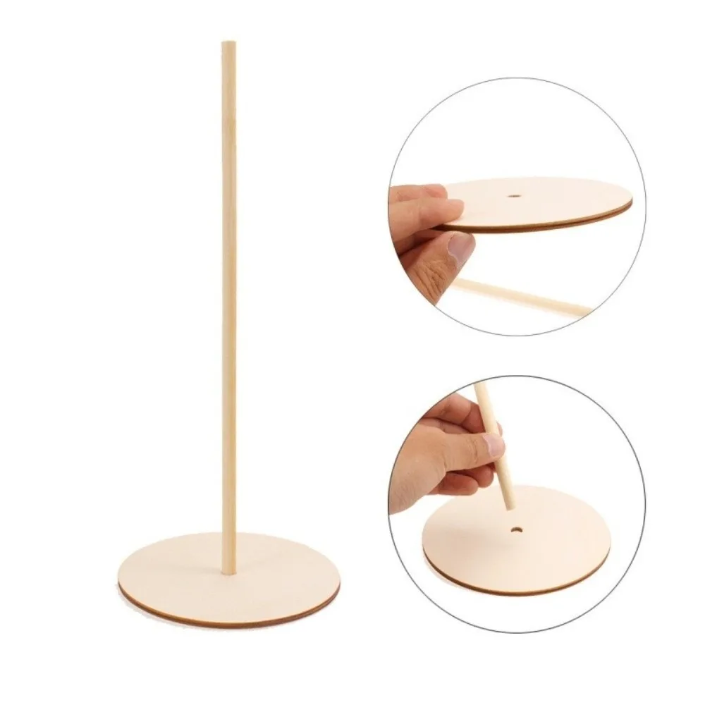 5pcs Small Detachable Design Donut Holder Decoration Round Wood Donut Wall Bracket Wooden Donut Stand Dessert Table