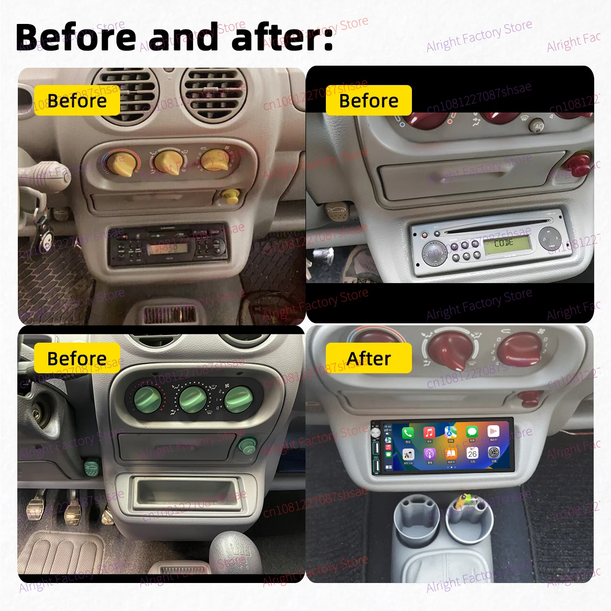 شاشة 6.86 بوصة 1 Din أندرويد راديو الوسائط المتعددة CarPlay GPS WiFi لرينو توينجو I 1995-2006 وحدة رأس ستيريو #2