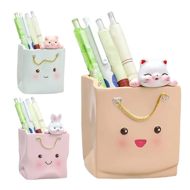 Cute Pencil Holder Cup Cartoon Animal Pen Storage Cup for Desk Learning and Working Stationery Container for Students