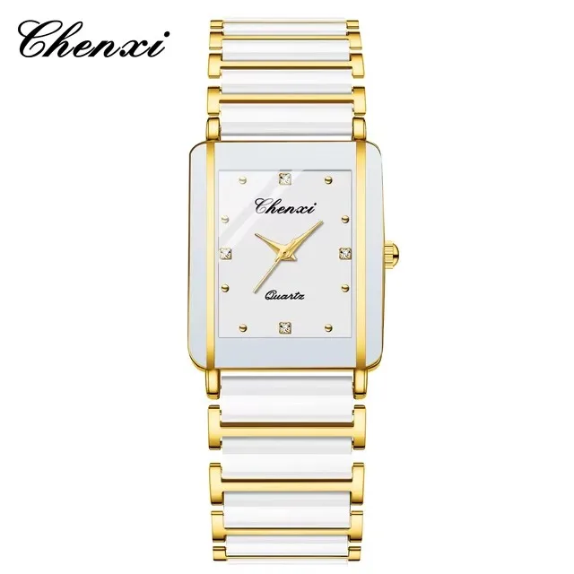 CHENXI 104A Couple Watches Black White Square Fashion Simple Waterproof Luxury Wristwatch for Women and Men