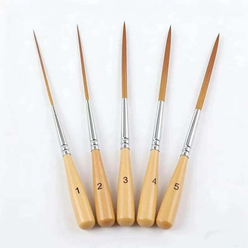 5pcs long line brush set, fine tipped watercolor and acrylic paint brush, suitable for filling corners, contour drawing, comics