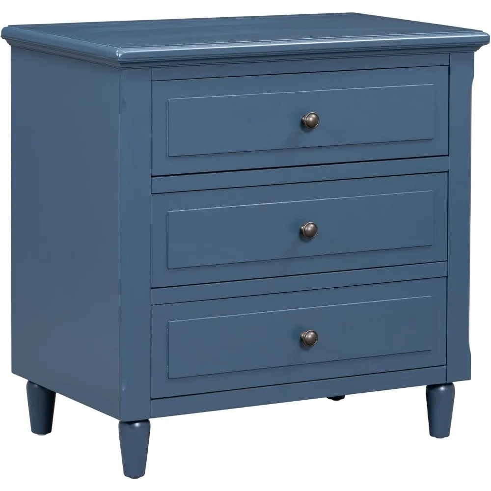 Contemporary 3-Drawer Nightstand for Bedroom and Living Room, Sofa Side End Table, Fully Assembled