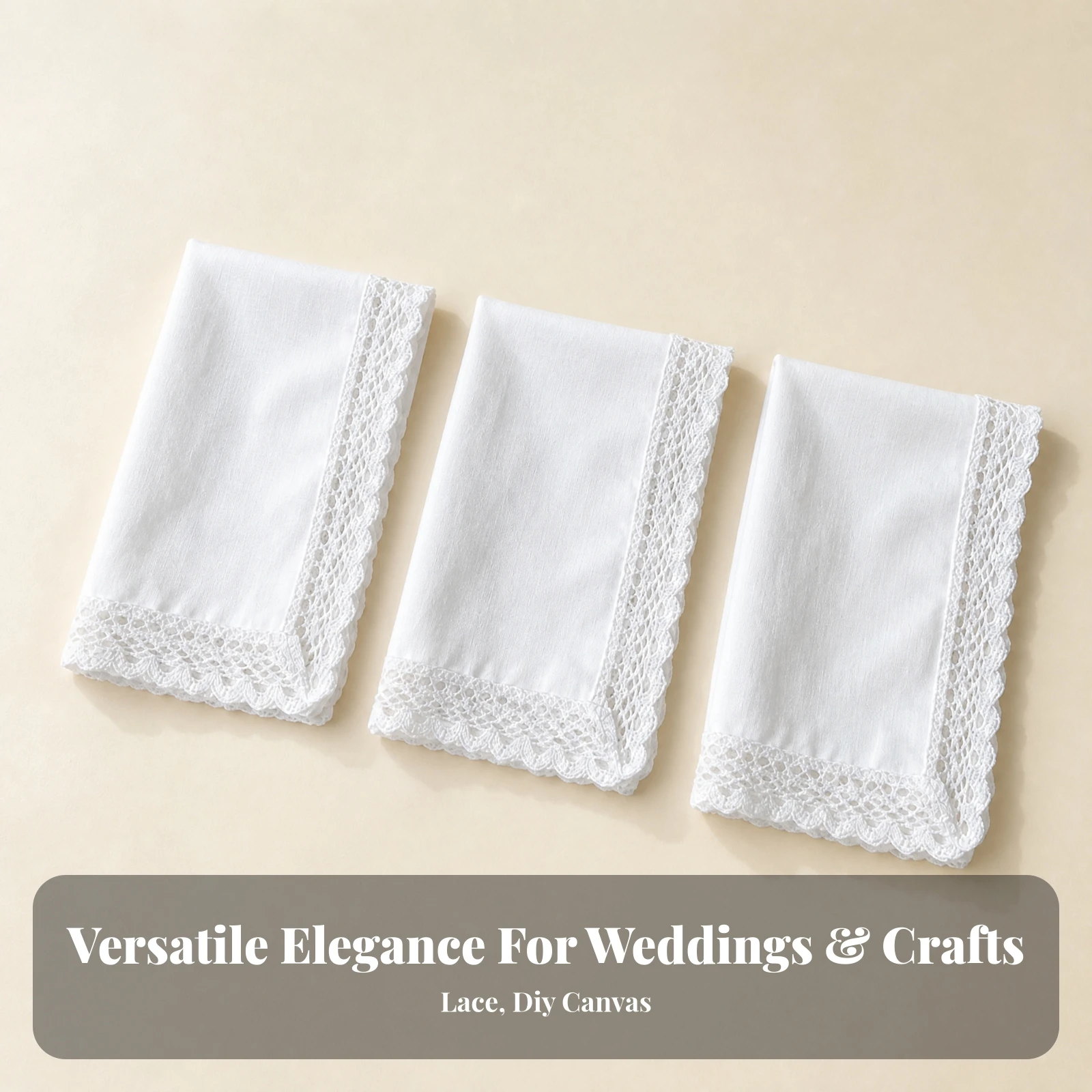 3 Pieces Handkerchief with Cotton Lace Trim Elegant Scalloped Lace Handkerchief Handkerchiefs Delicate Hankies Hand Washable