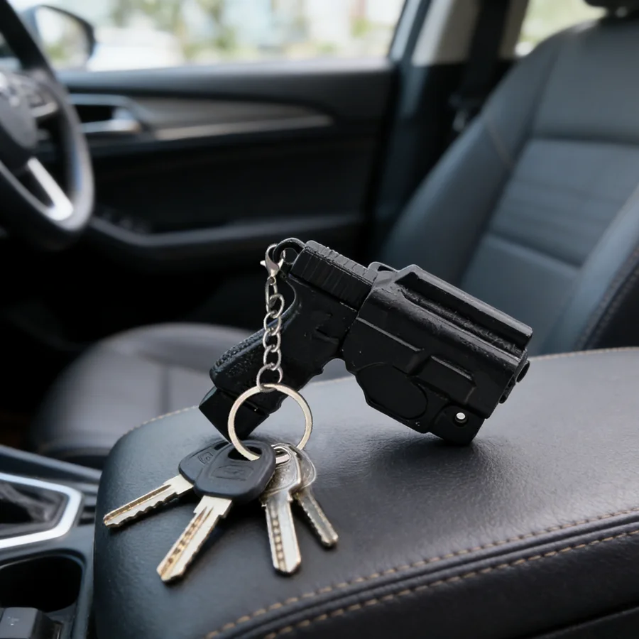 1 Stück Mini-Pistolenmodelle aus umweltfreundlichem Material, coole Pistolen-Schlüsselanhänger, Accessoires für Kinder und Männer, Weihnachtsgeschenke – Detail 2