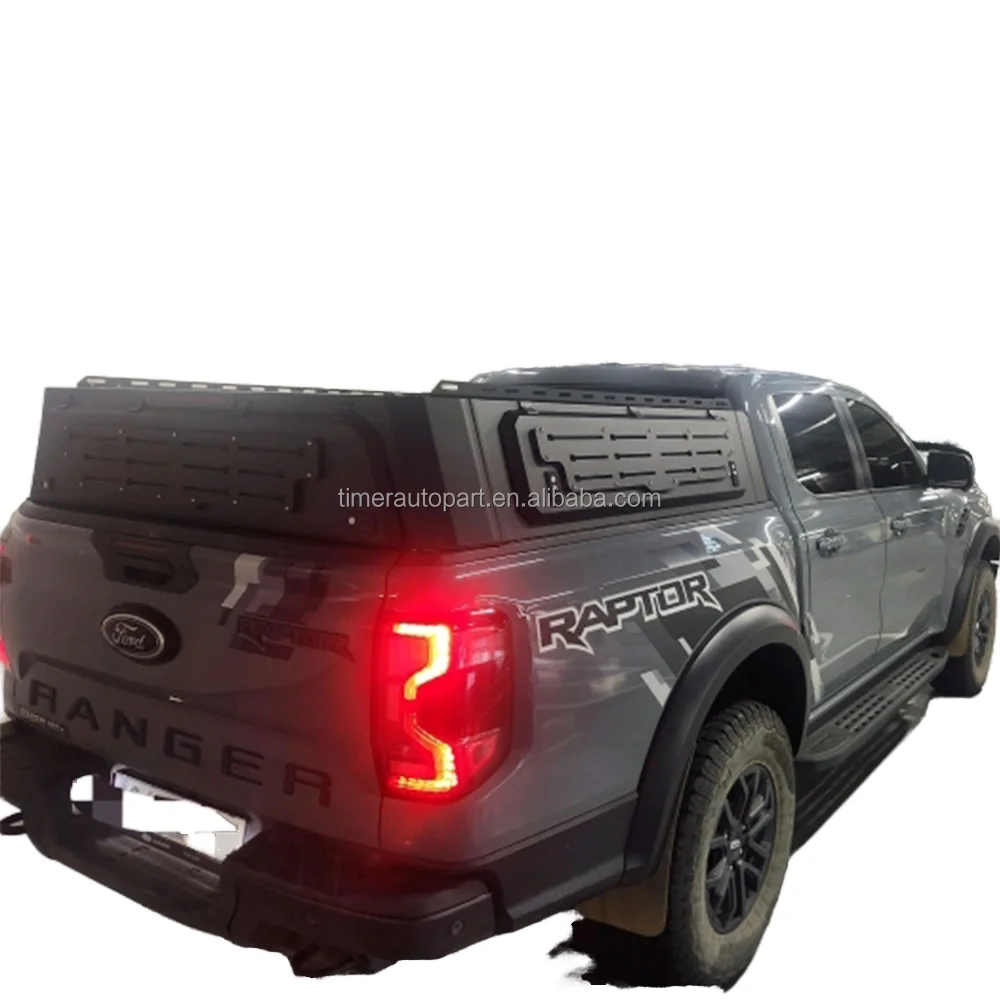 4x4 Offroad Steel Heavy du ty Camper Shell Pickup Bed Caps Hard Top Low Canopy with Cross Bars for 2022 Ranger Rapitor