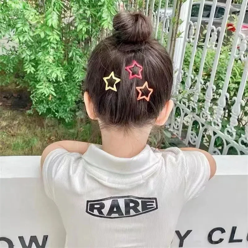 Pinza para el pelo con forma de estrella para niña, accesorio para el pelo con forma de estrella de cinco puntas, 5 piezas, colorido, lateral,