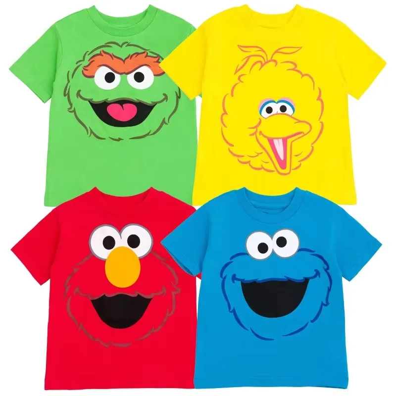 Camisetas de Primavera y Verano para Hombre y Mujer de Sesame Street, Elmo, Oscar, Big Bird, Biscuit, Monster, Personajes de Dibujos Animados Lindos