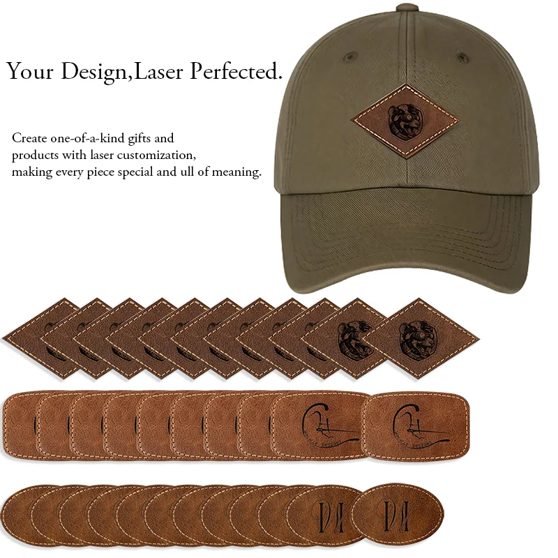 10pc Laser Printed on Faux Leather Custom Logos Labels Patches Glowforge Laser Supplies Are Suitable Hats Jackets Backpacks