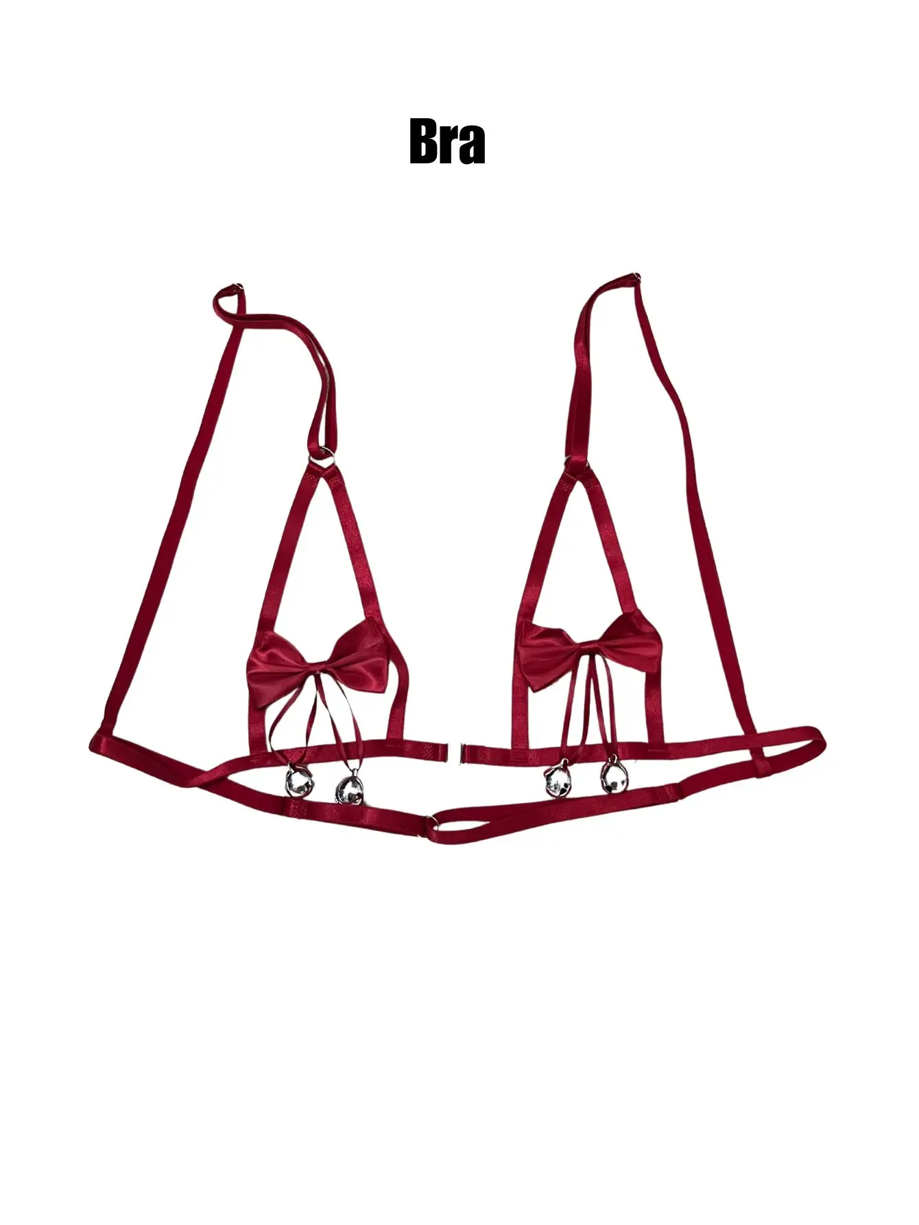 طقم رجالي مكون من مجموعتين مثيرين من المخمل عالي الجودة، ملابس داخلية + ملابس داخلية على شكل جرس على شكل فيونكة، قبعة عيد الميلاد المجانية #3