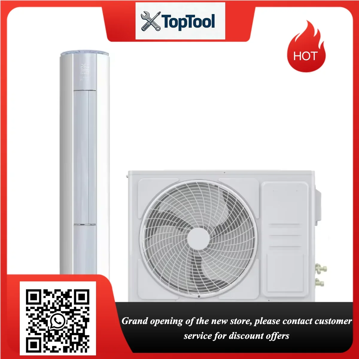 24000BTU R32 Energy Efficiency Class A Inverter Floor Standing Air Conditioner, Vertical Cylindrical Split AC for Home Office