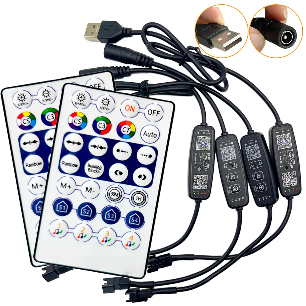

WS2812B WS2811 SK6812 Bluetooth Music Controller DC5V-24V 28Keys Remote With MIC Control Addressable Smart RGB Pixel Strip Light