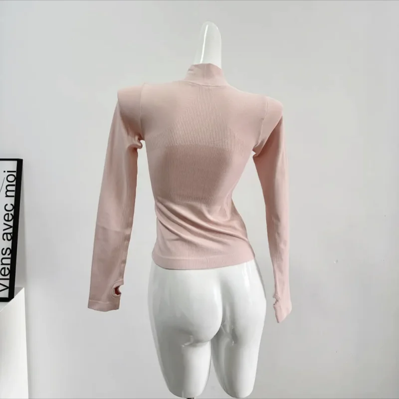 Slim Fit Stand Collar Zip Up Sports Coat Windproof Stretch Yoga Jacket Fitness Running Outerwear