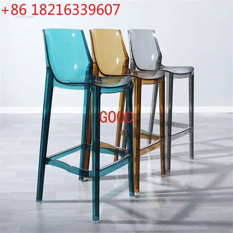 Sillas de Bar transparentes de acrílico nórdico, taburete de pie alto para el hogar, silla alta moderna, taburetes de Bar de cristal de plástico nórdico para Cocina