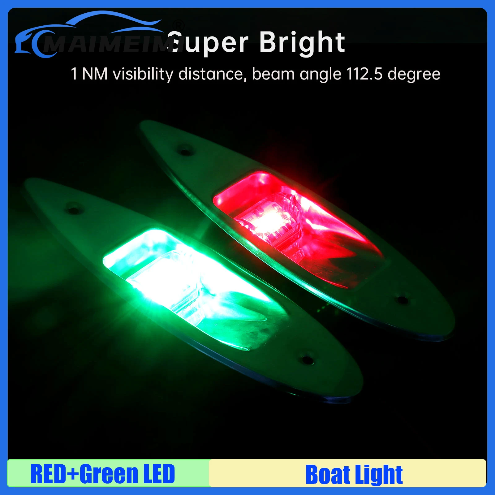 MAIEMIEMI 2PCS LED Boat Navigation Light Boat Signal Lamp Red+GREEN LED Sailing Signal Lamp for Marine Yacht Navigation12V24V