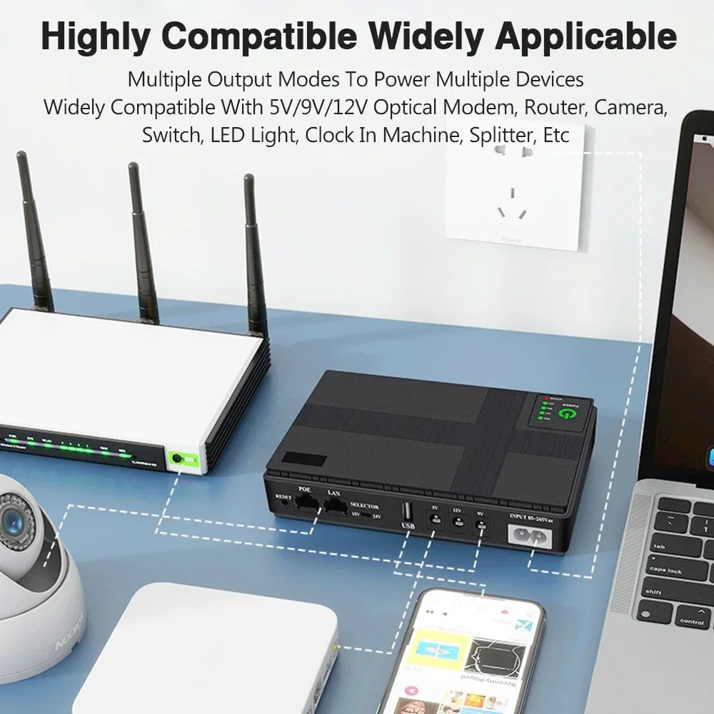 Fonte de Alimentação Ininterrupta, Bateria de Lítio-Ion, Monitoramento Óptico Cat, Standby, Roteador Móvel, DC1018P, 800 mAh, 10400mAh