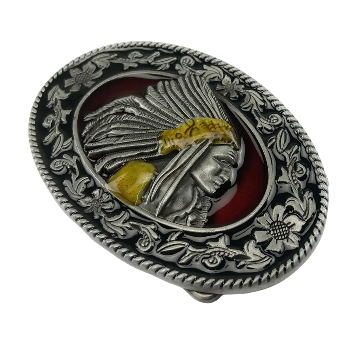 Fashion Head Portrait of The Tribal Chief Pattern Style Men's Belt Buckle