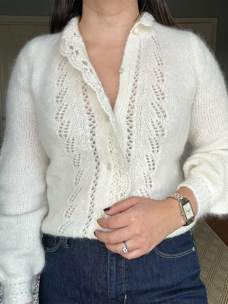 Tossy Stricken Pullover Strickjacke Für Frauen Aushöhlen Gedruckt Lose Langarm Revers Patchwork Mantel Top Weibliche Sommer Strickjacke 2026