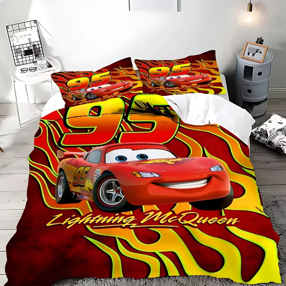 Duvet Cover Pillowcase Bedding Set Adult Boy Girl Bedroom cars Lightning Cars McQueen Decoration Children Gift Single Double