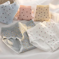 New Women's Cotton Underwear Sexy Lace Panties Girl Cartoon Stripe Wave Dot Briefs Mid Waist Seamless Underpants Female Lingerie