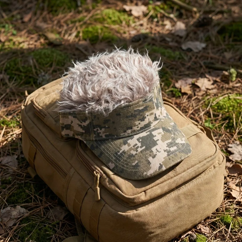 Green Digital Wig Integrated Baseball Cap Coffee Head Circumferences 560-620mm Empty Top Sun Visor Duckbill Hat