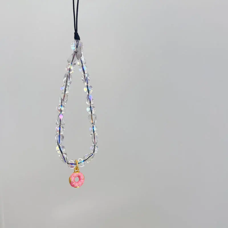 Sweet Donut Crystal Mobile Phone Chain Mini Chain Advanced Fashion Hanging Rope Internet Celebrity CCD Creative Pendant