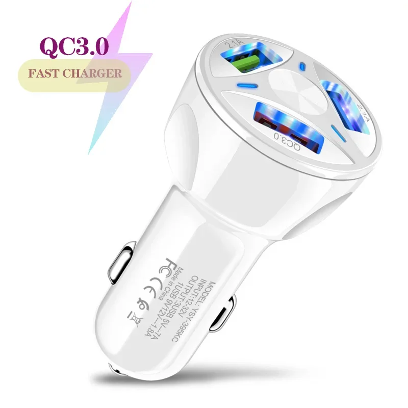 

USB Car Charger Fast Charging 3 Ports USB Type C Fast Charger PD20W QC3.0 Car Phone Charger Adapter For Xiaomi Iphone Samsung