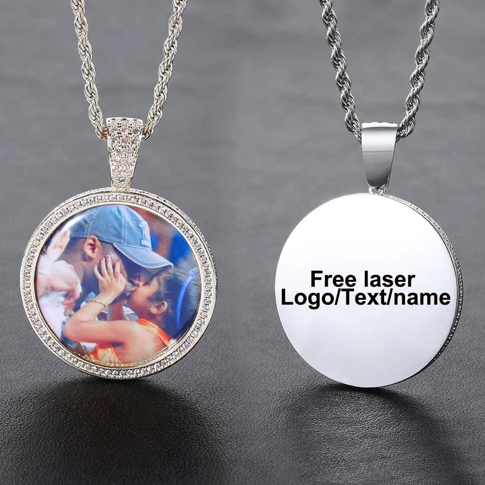 Customized Photo Necklace Men and Women Hip Hop Personalized Picture Pendant Charm Iced Out Custom Logo For Mother Or Lover