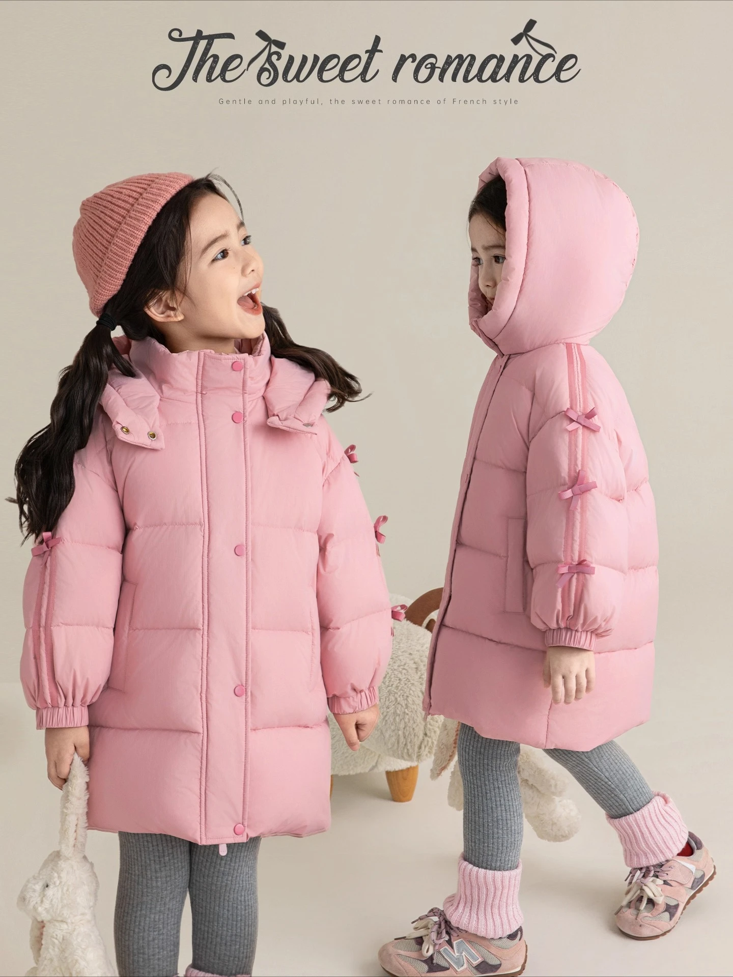 Girls Winter Jacket 2025 Thickened Mid Long Hooded Padded Coat Thermal Warm Casual Versatile Outerwear Everyday 1-7 Years