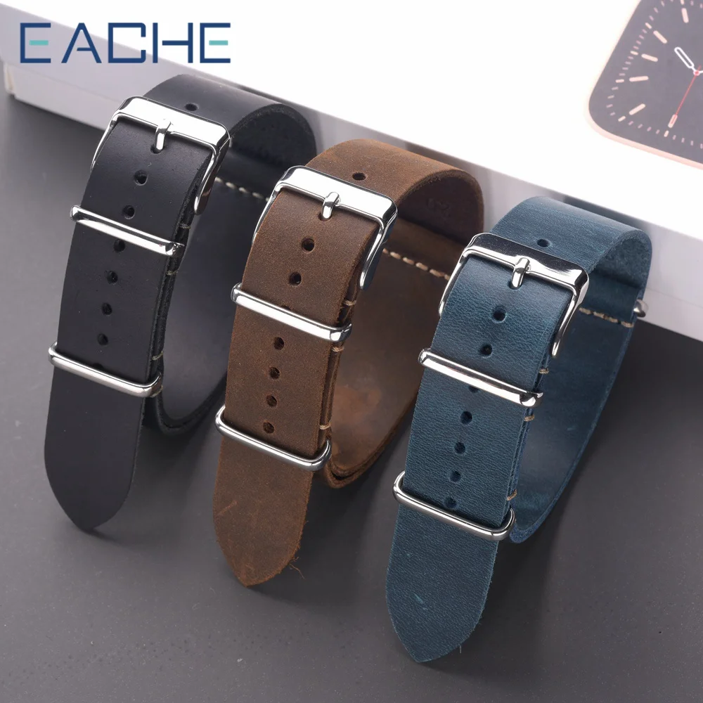 EACHE Watch Straps High Quality Vintage Genuine Leather Watchband for Military Watch 18mm 20mm 22mm Wholesales