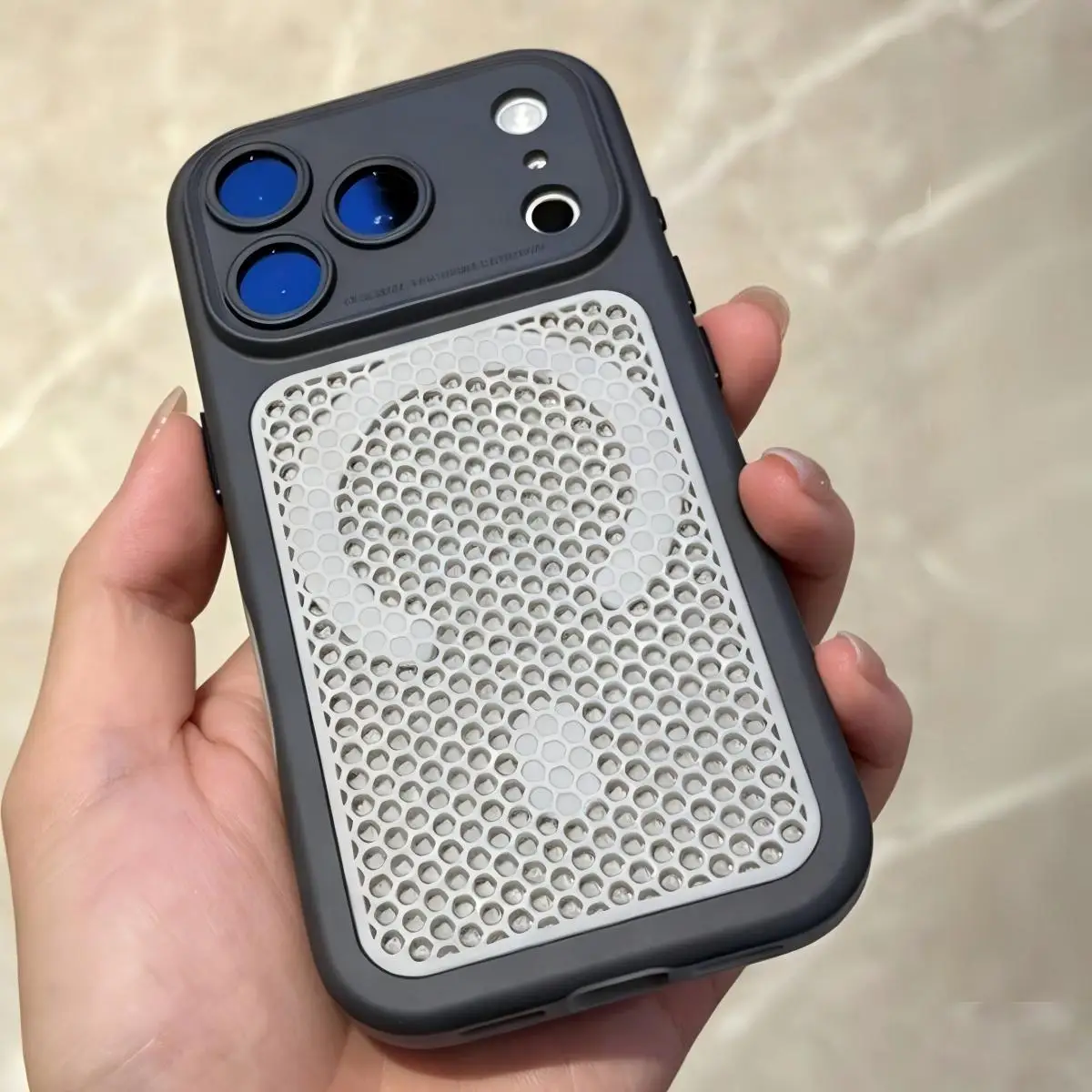 Heat Dissipation Mesh Hole Magnetic For Magsafe Case For iPhone 17 16 15 14 13  Pro Max Plus Large Window Camera Protect Cover view 2