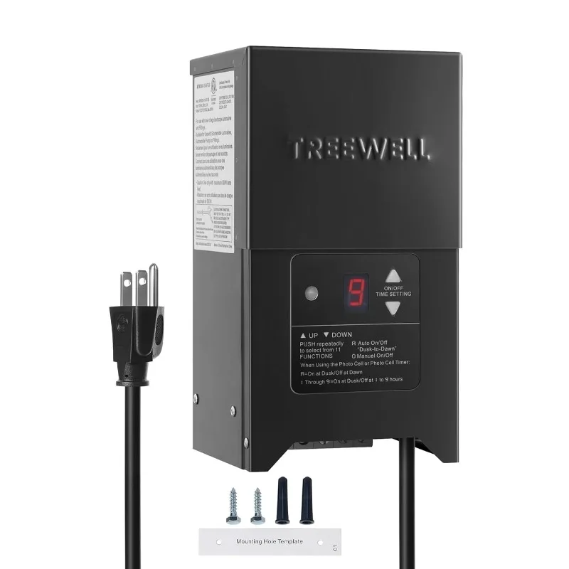 

300W Low Voltage Landscape Transformer, Outdoor Landscape Lighting Transformer with Photocell Sensor & Timer, 120V AC