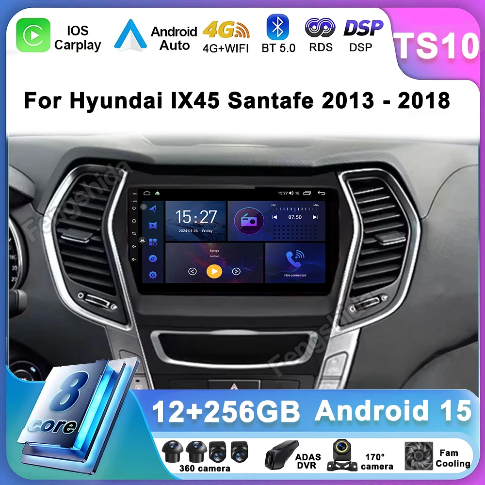 

Автомобильное радио Android 15 для Hyundai IX45 Santafe 2013 2014 2015 2016 2017 2018 Мультимедийный плеер GPS-навигация 2 Din 4G WIFI DVD
