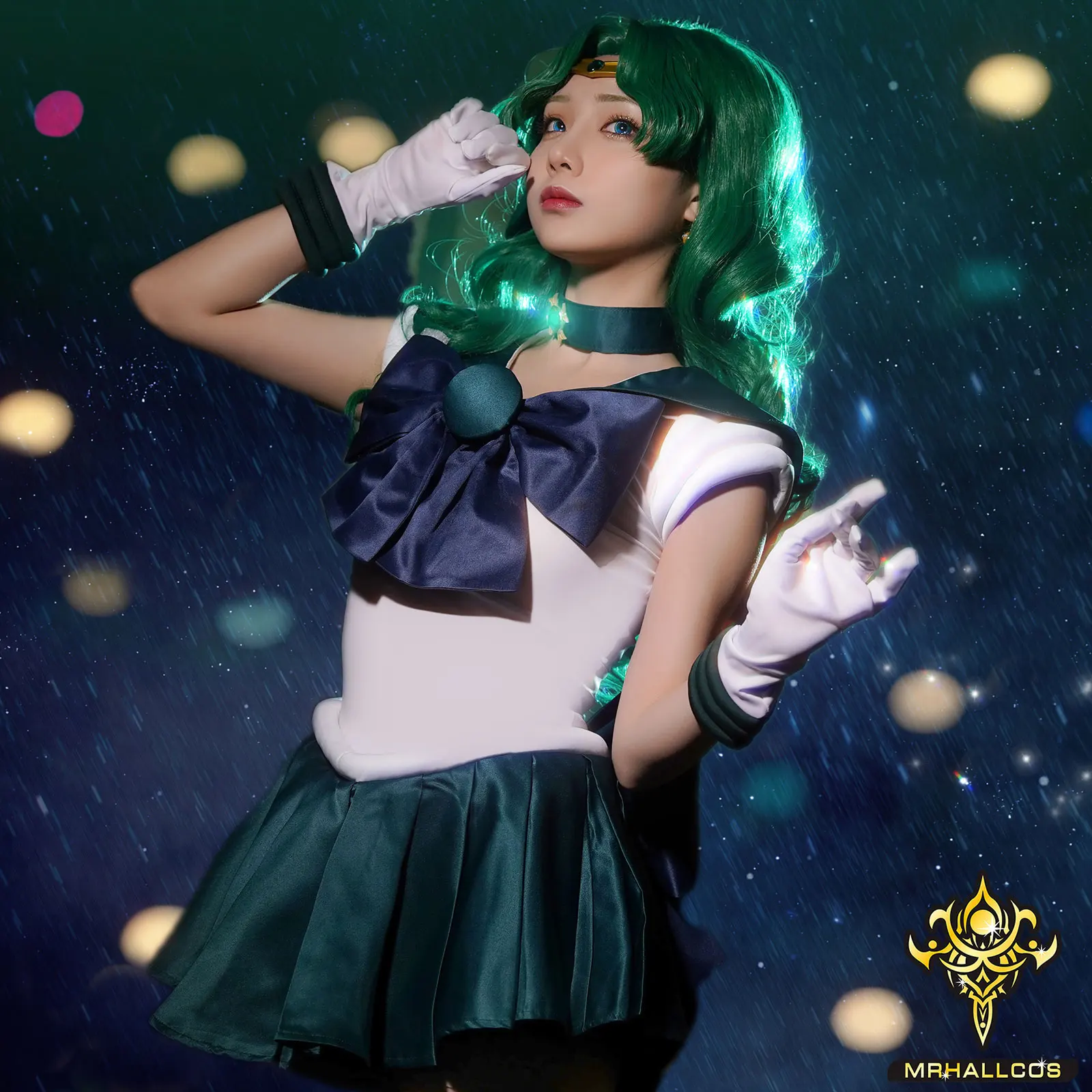 MRHALLCOS Anime Cosplay Sailor Neptune Michiru Kaiou Moon Crystal Dress Outfits Costume Halloween Party Kid Adult Women PlusSize