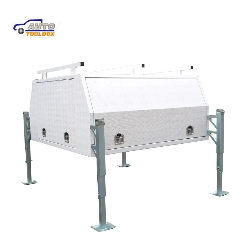 Truck Tool Box Aluminum Waterproof, Detachable Canopy for Pickup, Powder Coated Heavy Duty Bed Storage Chest, BH-C1800JW Black