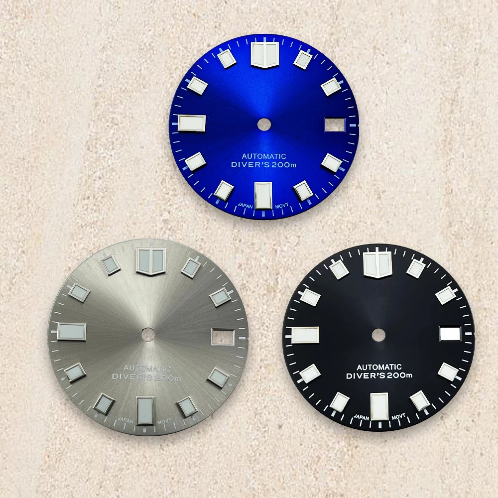 Esfera con logotipo S de 28,5mm adecuada para reloj de movimiento automático japonés NH35/NH36/4R/7S, accesorios de modificación luminosos verdes