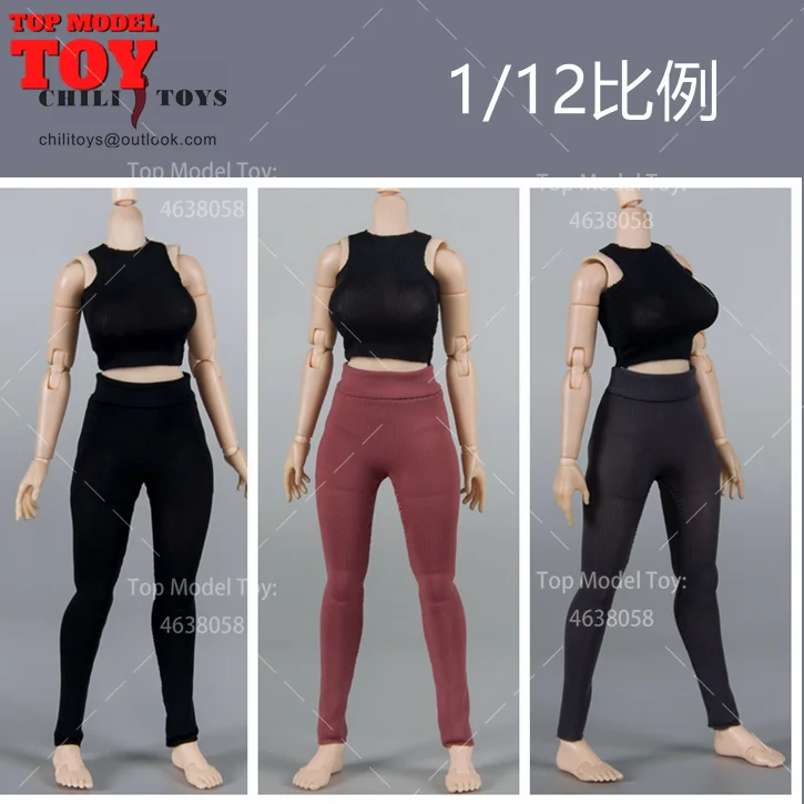 CHILI TOYS XGBT-001 Scala 1/12 Pantaloni da yoga Pantaloni lunghi attillati Modello di vestiti Misura 6 ''Soldato femminile Action Figure Corpo Bambole Giocattoli