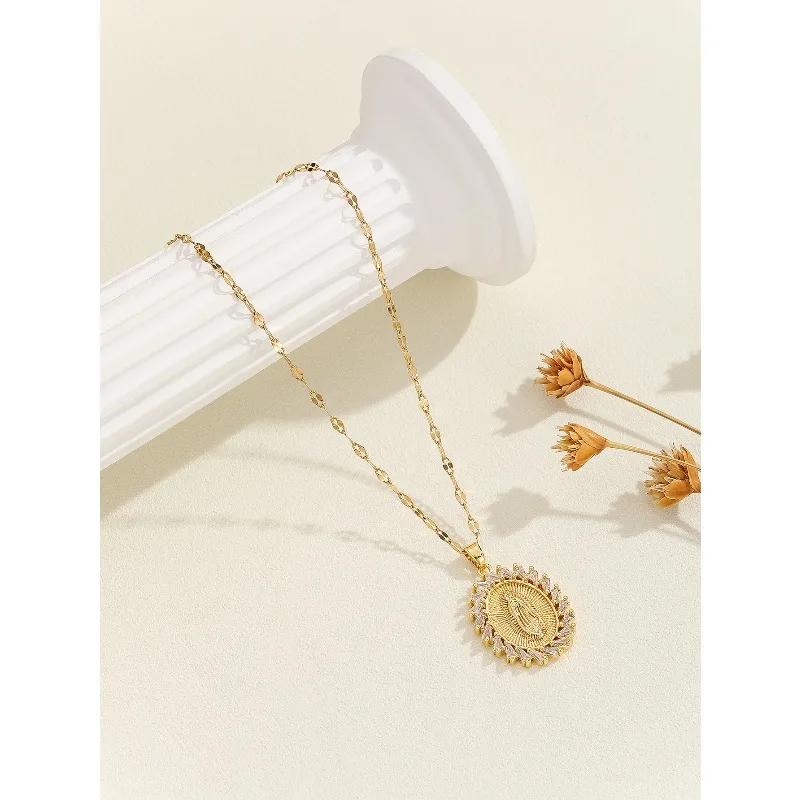 1 قطعة الموضة الأوروبية والأمريكية ورائعة المرأة كل السماء ستار مايكرو مطعمة الملونة الزركون مريم العذراء قلادة جوفاء #1