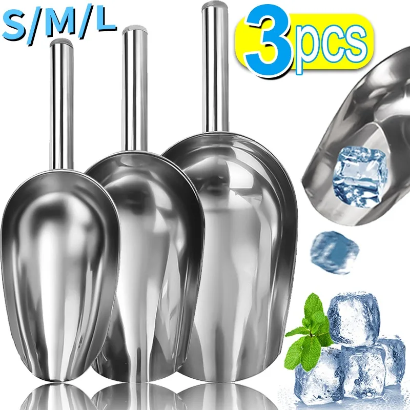 

S/M/L Stainless Steel Ice Shovel Multifunctional Grain Coffee Beans Scraper Candy Food Measuring Spoon Scoops Kitchen Gadgets