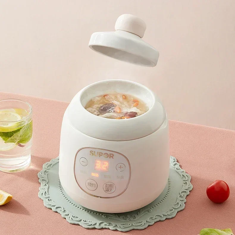 Panela elétrica inteligente para ensopado e máquina de comida para bebê: panela de cerâmica multifuncional, mini panela para ensopado para bebê.