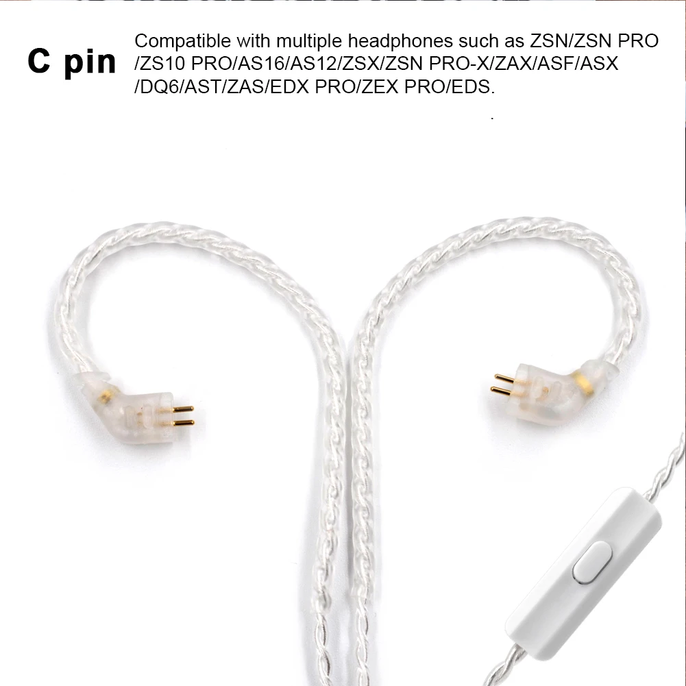 0.75 مللي متر 2 دبوس سماعة ترقية كابل مطلية بالذهب دبوس 3.5 مللي متر الفضة مطلي ترقية كابل ل KZ ZSN/ZSN PRO/ZS10 PRO/AS16/AS12/ZSX