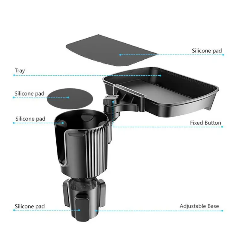 Car Cup Holder Expander Adjustable Rotatable Extender Tray Car Food Table Tray For RVs Golf Carts Space Saving Drink Holder For