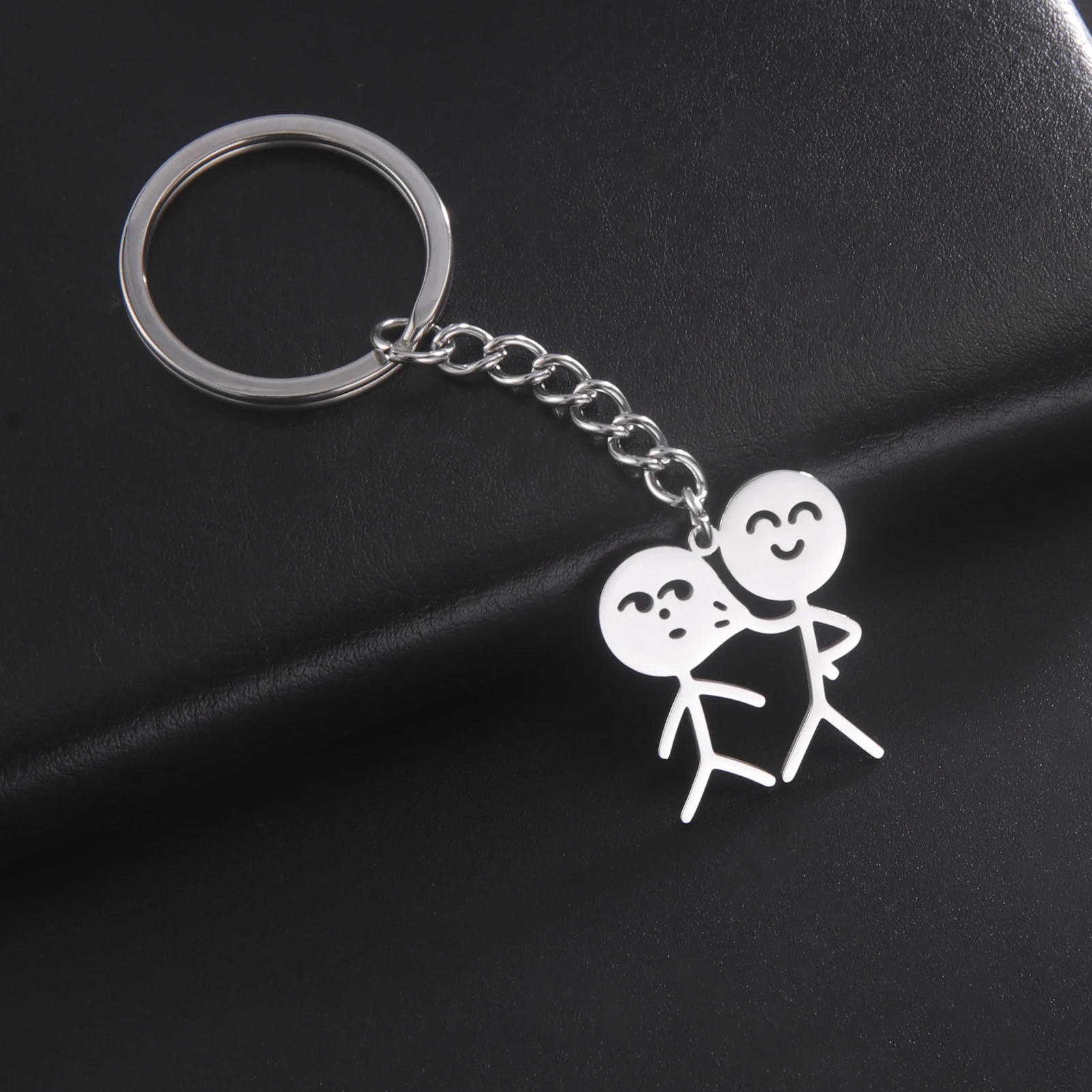 Teamer 2024 New Pinch Face Stickman Keychain for Women Lovers Stainless Steel Keyrings Bag Car Key Pendant Couple Trinket Gifts