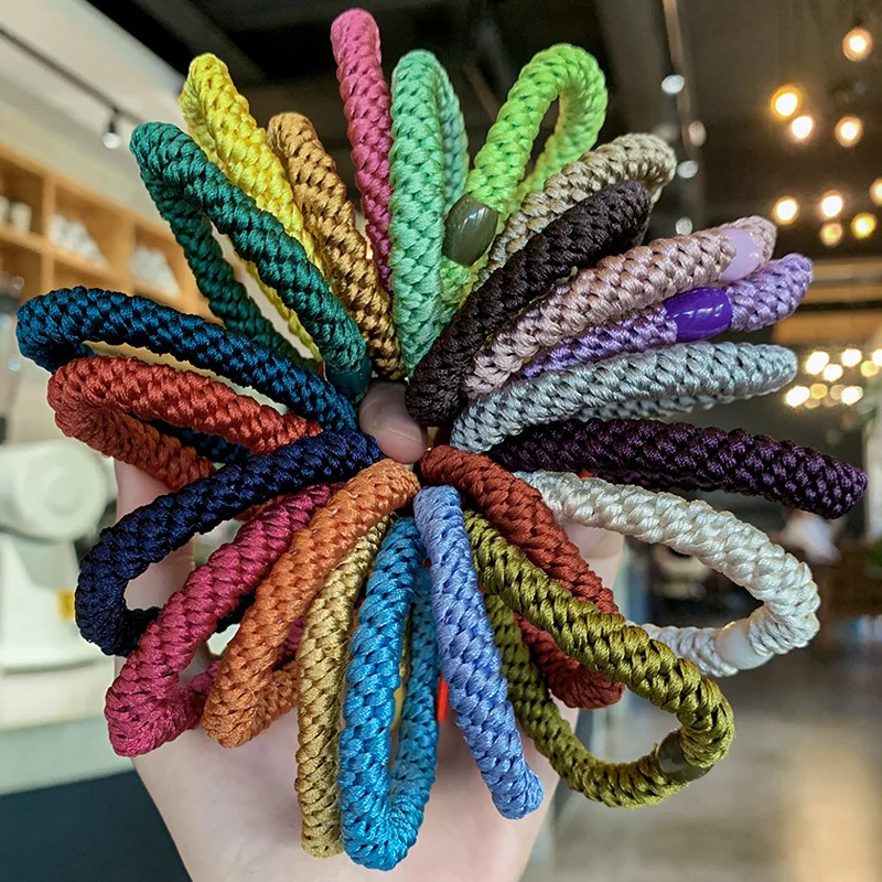 Girl Colorful Thick Hair Rubber Bands High Elastic Scrunchie Women  Ponytail Holder Hair Tie Rope Simple Hairbands Headdress