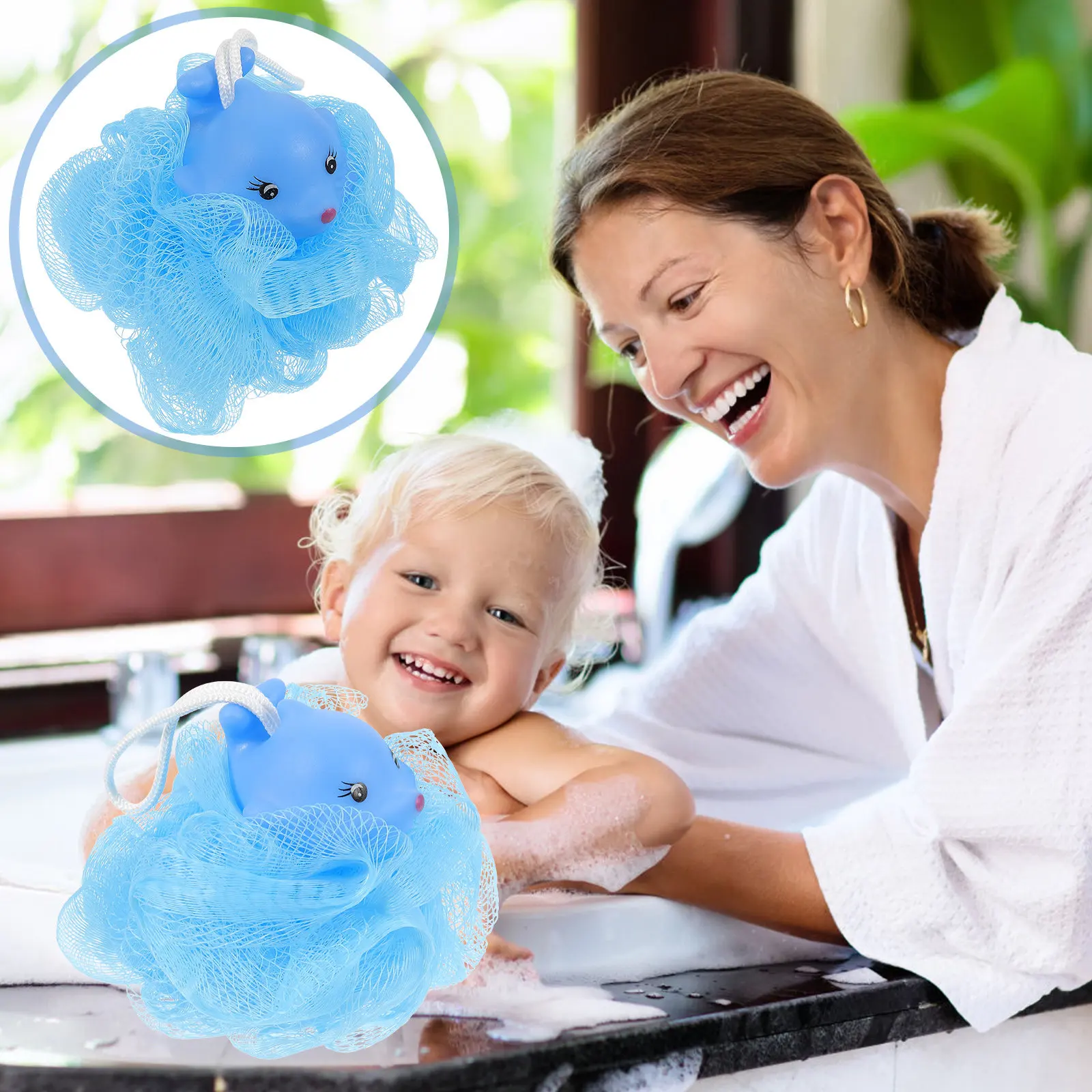 

Animal Shaped Bath Ball for Kids Premium Soft Mesh Shower Scrubber Exfoliating Body Cleanser Toddler Infant Bath Sponge Quick