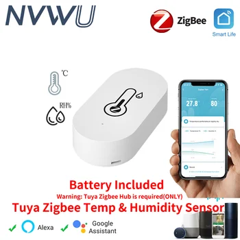 Tuya-Zigbee 스마트 온도 습도 센서, 실내 습도계 컨트롤러 모니터링, 스마트 스피커와 작동, 알렉사 구글 홈
