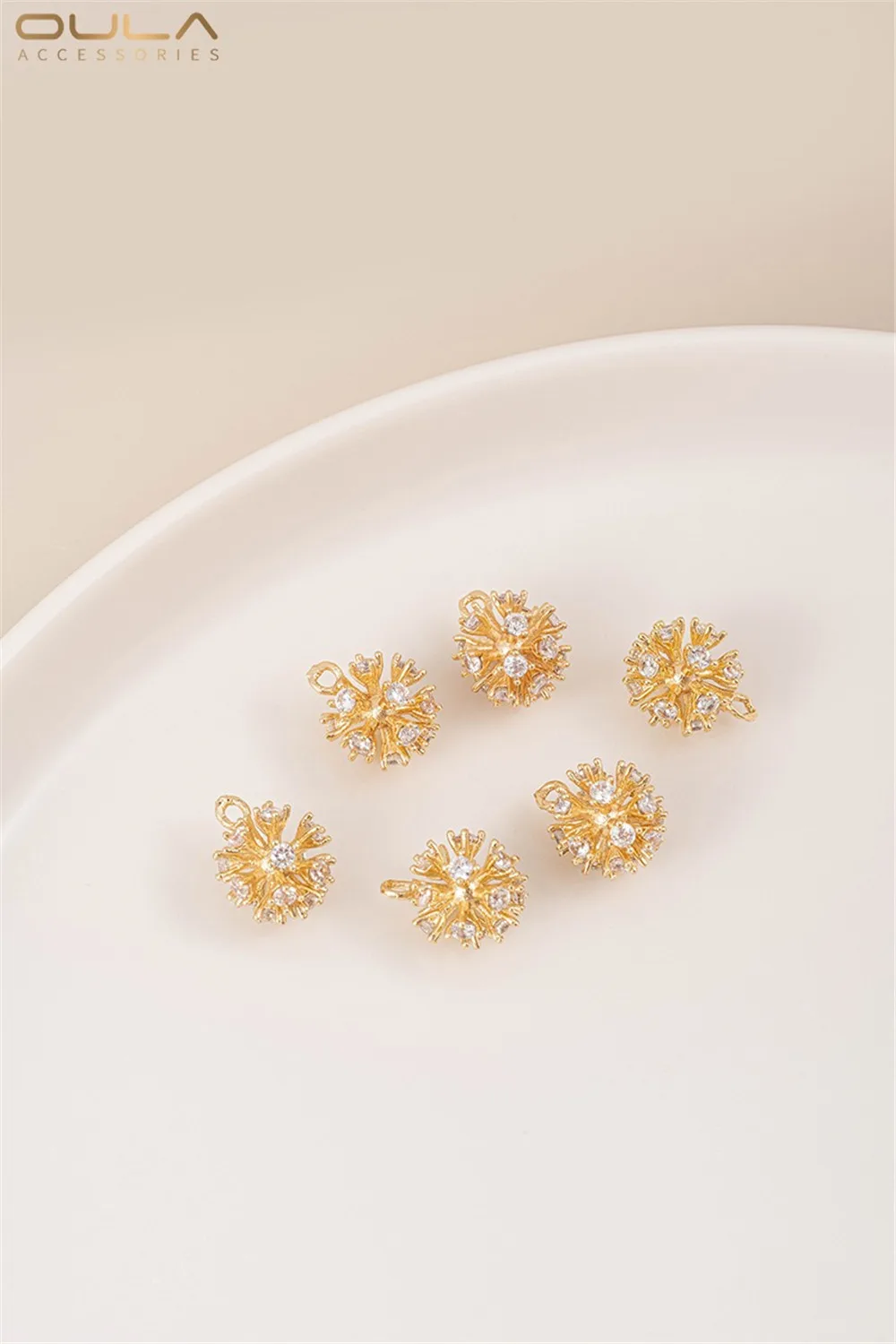 1PCS 14K Gold-Plated Wool Ball จี้,ทองแดงชุบทองจริง Pinecone จี้, handcrafted ต่างหูและสร้อยข้อมืออุปกรณ์เสริม