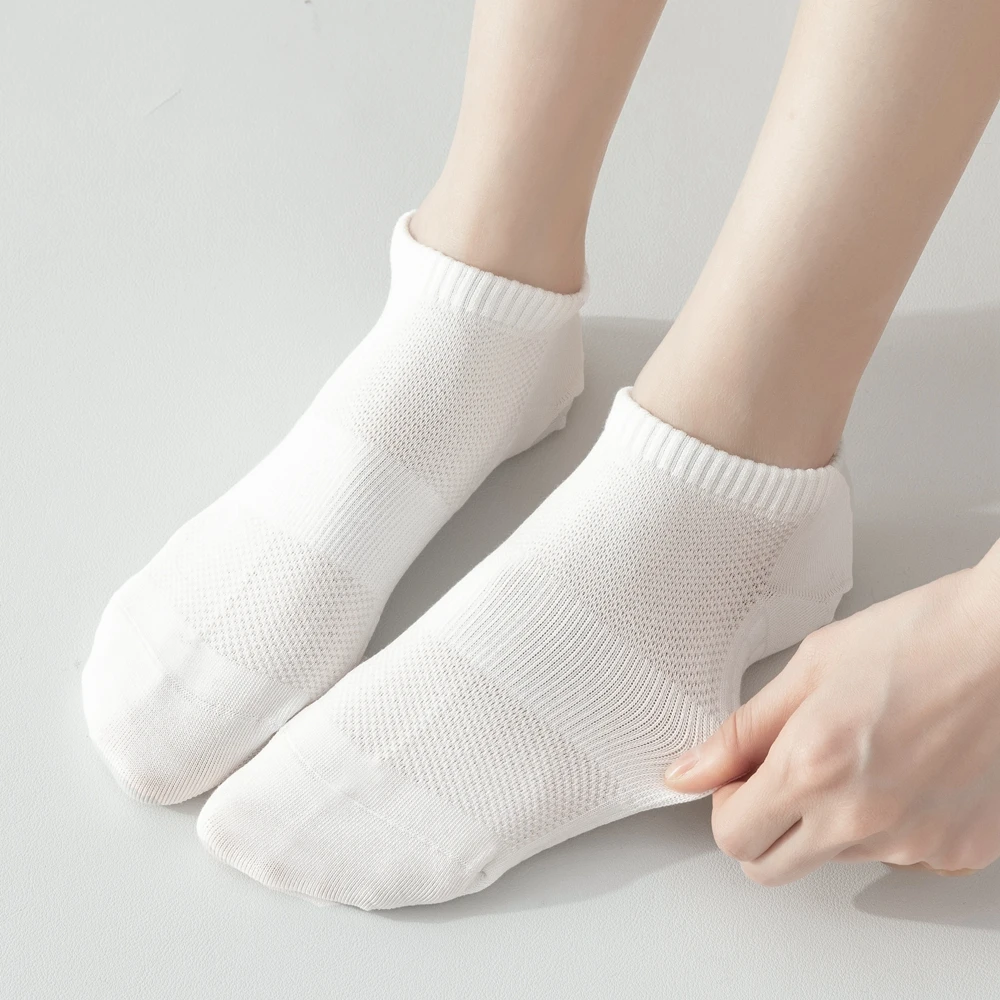 5 paires de chaussettes athlétiques de sport antidérapantes, chaussettes d'été en maille, chaussettes d'équipage en coton de haute qualité, basket-ball antidérapant