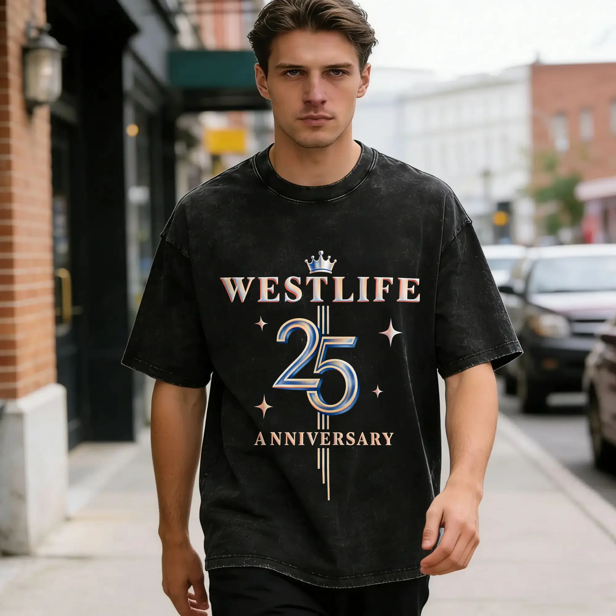 Westlife 25th Anniversary Tour 2026 T Shirt for Men 100% Cotton Vintage T-Shirt Round Neck Short Sleeve Clothes Big Size